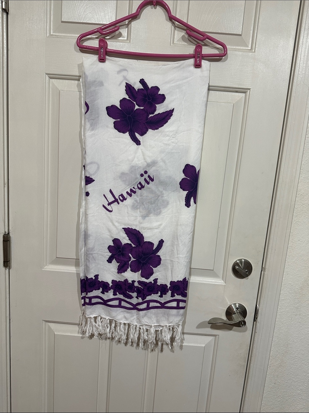 White & Purple Hawaii Floral Beach Towel Scarf - Brand Unspecified